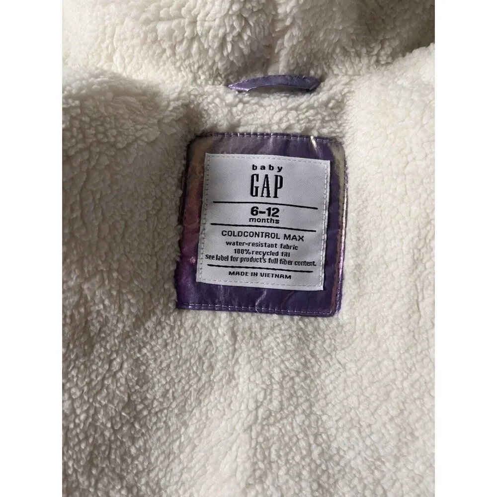 Baby Gap Coldcontrol Hoodie Winter Puffer Jacket Waterproof Sherpa Lining 6-12M